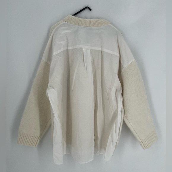 Sea New York Devana Mixed Media Alpaca Wool Blend Fuzzy Knit Combo Top In White - Picture 8 of 10